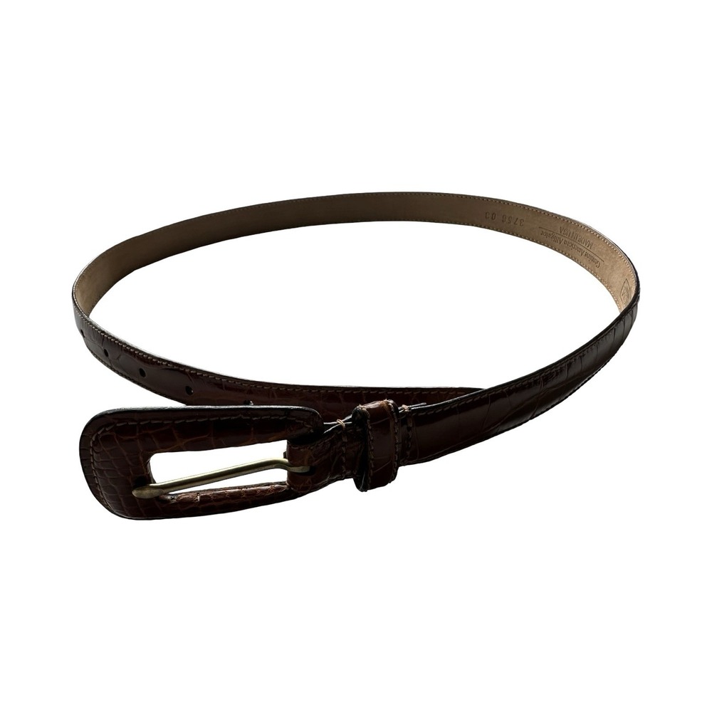 WCM New York Brown Genuine American Alligator Skinny Belt Made in USA Size M
